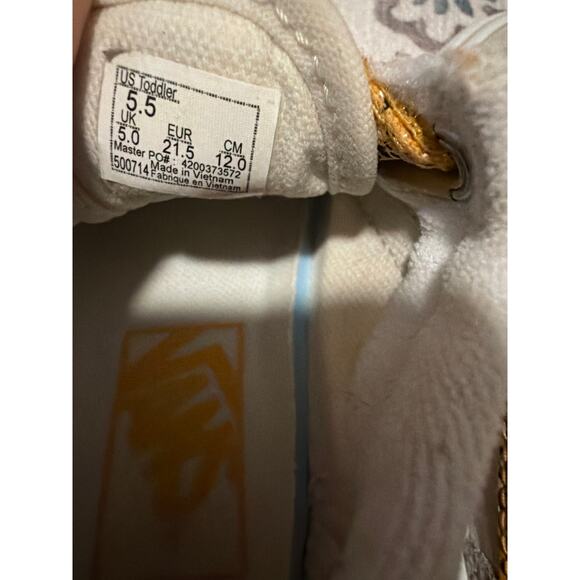 Toddler Old Skool Hook and Loop Shoes Size 5.5 Floral Yellow White - Picture 6 of 7